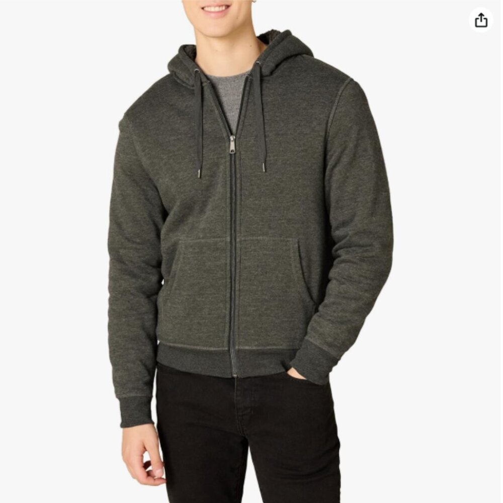 Amazon Essentials Hoodie For Men, Sherpa-Lined Full-Zip Fleece Sweatshirt